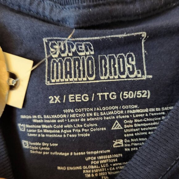 Super Mario Bros. Vintage Style Characters T-Shirt 2XL100% Cotton Blue Tee NWT - Picture 4 of 8